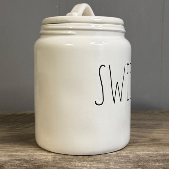 Rae Dunn Artisan Collection White Ceramic "Sweets" Jar With Lid - Picture 4 of 10
